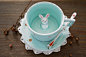三浅陶瓷|原创 奶咖兔 创意咖啡杯 小兔子 礼物 礼品 生日礼物