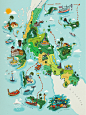 A TWIST OF THAILAND  : A Map Illustration for the tourist pocket book "A TWIST OF THAILAND" own by Oriental-Escapes.comWhitch the cover illustration and Two big map of the north-eastern and the southern sea of thailand 