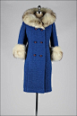 vintage 1960s coat . cobalt blue wool boucle by millstreetvintage