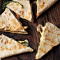 Brie Apple and Arugula quesadillas