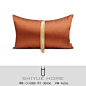 现代样板房沙发腰枕软装设计师靠垫 橙色抱枕中间金色流苏装饰-淘宝网