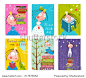 可爱的小公主的孩子读童话书图书馆收集海报。五颜六色的可爱女孩卡大束信号对小孩子阅读文学。矢量插图。-教育,人物-海洛创意(HelloRF)-Shutterstock中国独家合作伙伴-正版素材在线交易平台-站酷旗下品牌