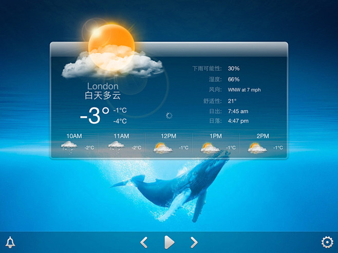 桌面天气iPad版本界面设计，来源自黄蜂...