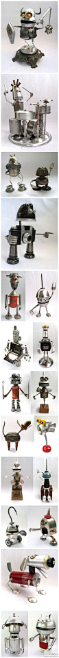 Brian Marshall的可爱废旧机械组装机器人雕塑