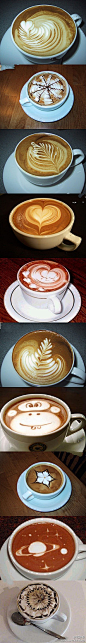 咖啡拉花的艺术】每一杯的咖啡拉花，都有一个小故事，亲，你最喜欢哪一杯？