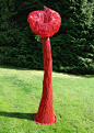 Aluminium Resin Garden Or Yard / Outside and Outdoor sculpture by sculptor Carole Andrews titled: 'Red Villosa (Red Outsize abstract Floral statues)'