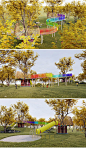 公园居住区户外sketchup玩耍器材景观儿童活动区攀爬桥SU模型设施