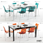 现代餐桌椅餐具组合3D模型ID：331857