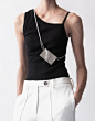 Black Asymmetrical Rib Tank