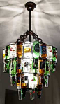 beer bottle chandelier. love this for a bar room or game room, you could also use Old Coke, 7Up, Sundrop, Pepsi glass bottles...., this will be perfect for the basement in our future home!!!