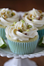 Key Lime Cupcakes with White Chocolate Frosting and Salted Pistachios