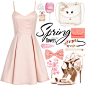 A fashion look from April 2015 featuring pink dress, pink shoes and white handbags. Browse and shop related looks.