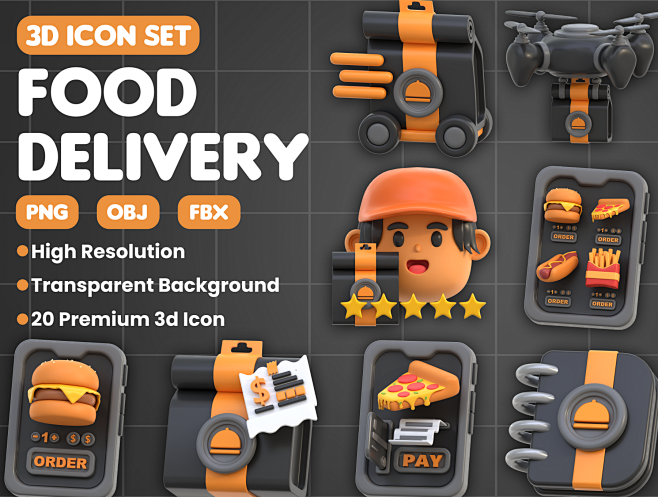 3D Icon Food Deliver...
