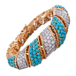 Substantial 1960s Turquoise and Diamond Bangle Bracelet