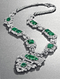 AN ART DECO EMERALD AND DIAMOND SAUTOIR, BY CARTIER