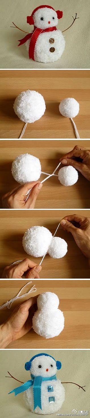 雪人DIY教程图，用毛线做出来的雪人是不...