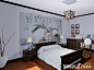 新中式卧室床头背景墙效果图—土拨鼠装饰设计门户