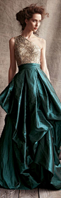 Naeem Khan One-Shoulder Beaded-Bodice Ball Gown♥✤