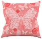 Monika Strigel "Butterfly Dreams Coral" Pink White Throw Pillow (16" x 16") contemporary-decorative-pillows