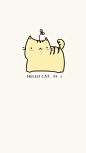 hello cat ~花园夜手绘简笔画壁纸。iphone5。肥肥的萌猫一只。