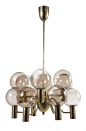 Hans-Agne Jakobsson; Brass and Glass Chandelier, c1960.