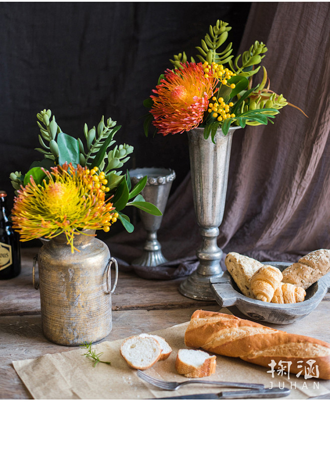 掬涵 古典高脚杯花器 花瓶花翁花盆复古欧...