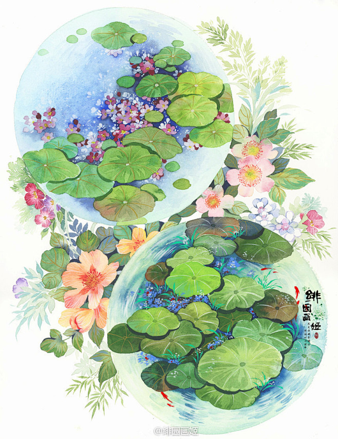 〔 古风水彩素材 〕 作者' 绯园画姬