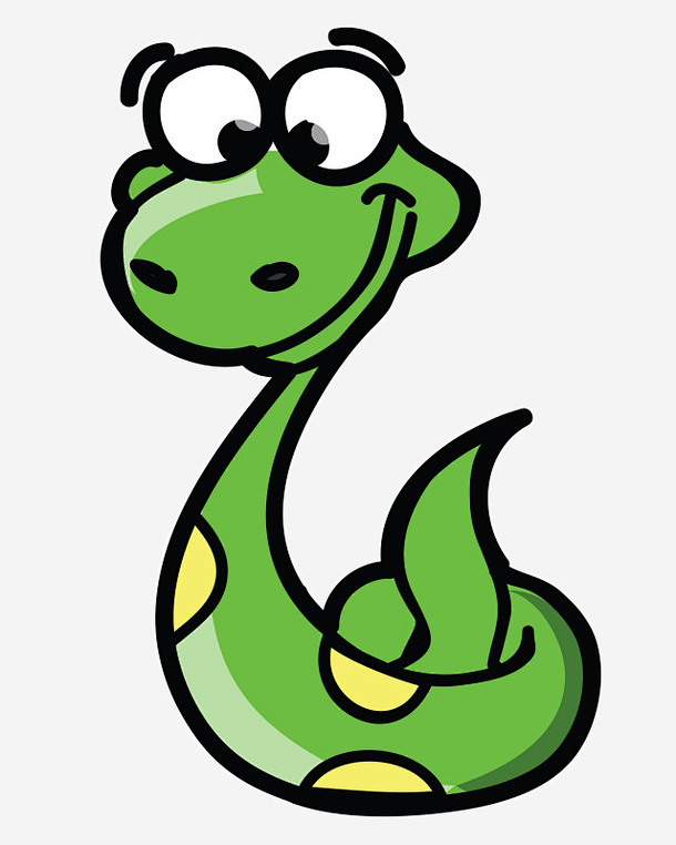 绿色蛇超萌卡通手绘Q版动物免抠