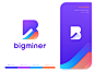 Logo Big Miner visual style guide ui  ux design block chain andriod color icons gradient color app store icon logo mark design ios graphic hiwow illustration