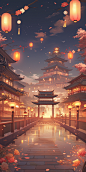 visualdesign_an_asian_style_scene_with_a_moon_and_lanterns_in_t_466ed6e5-4063-493e-bbba-d19dd939d998