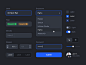 Dark UI Elements app avatar button checkbox dashboard dropdown elements input input group product design tabs toggle ui ui elements uidesign uiux user interface ux