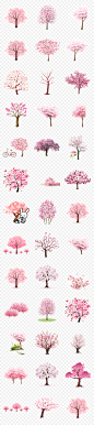浪漫粉红色樱花树桃花桃树海报素材背景图片PNG