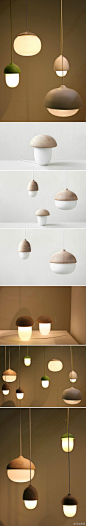 芬兰设计师 Maija Puoskari 设计的蘑菇灯『Terho and Tatti』，人工吹制的玻璃结合芬兰本地桤木制作而成。