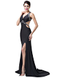 Amazon.com: Edith Windsor Women's Halter Neck Slit Backless Evening Dress: Clothing