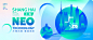 蓝绿色圆形城市上海地标建筑剪影剪纸KV主视觉背景展板画面 A33-淘宝网