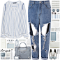 #stripes #polyvorecontest #polyvore #stripeshirt #stripe #spring #serenity #blueandwhite