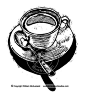 Lino Print Coffee Cup, ink only :: Stock illustration by William McAusland:: Mcausland Studios, freelance illustrator, digital and traditional artist: 