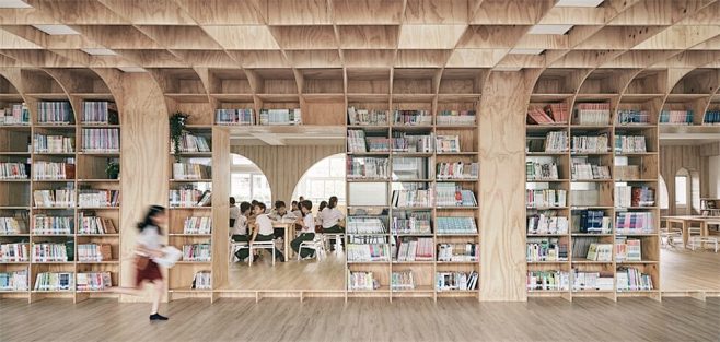 公共空间，学校图书馆设计，阅读室设计，台...