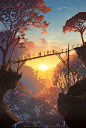 Forest of Liars : Sunset on the wood bridge by Tohad