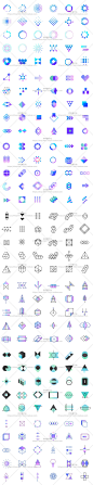 350个几何图形元素扁平化网络数据彩色渐变图标icon矢量设计素材-淘宝网