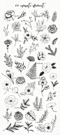 植物花卉黑白线稿装饰边框素描简笔画AI矢量临摹设计素材ai373-淘宝网