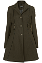 英国代购topshop2012秋冬新款军装风修身羊毛呢大衣外套1210