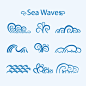 9款蓝色海浪设计矢量素材，素材格式：AI，素材关键词：花纹,波浪,海浪