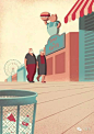 【意大利插画家Davide Bonazzi 的“Day Trippers”系列插画欣赏】
—— 当我们老了，要再去我们曾经一起去的游乐场，也许散散步就足够美好了。