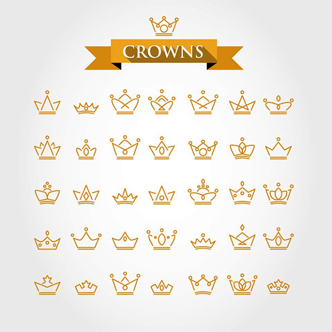 线性金色皇冠设计矢量素材