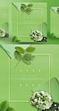 便签 绿色背景 绿色植物主题海报PSD_平面设计_海报