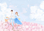单车情侣 | 白兰lan插画 - 原创作品 - 涂鸦王国插画