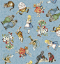 Alice In Wonderland  BLUE half yard by atelier608 on Etsy, $15.00