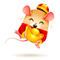 拿着中国金锭的小老鼠-中国新年-鼠年，macdown高清图片素材，图片，素材，图片设计，插画，插画设计，艺术，创意图片素材，鼠年，新年快乐，新年大吉，鼠，老鼠，鼠年祝贺图