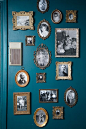 Old pictures in vintage frames on a pretty shade of blue - wall gallery idea || @pattonmelo: 